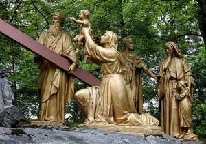 Station 8 of the calvary mountain in Lourdes, France