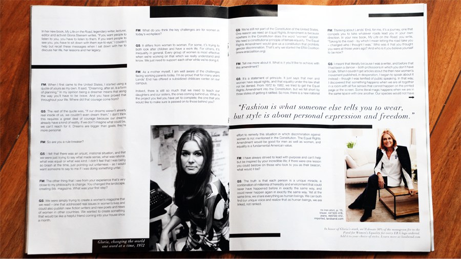 Land's End Gloria Steinem Article Spread - 900