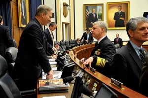 Rep. Randy Forbes R-VA speaking with the Chief of Naval Operations prior to House Armed Services Committee hearing.