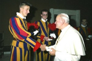 Andreas Widmer (left) with Pope John Paul II